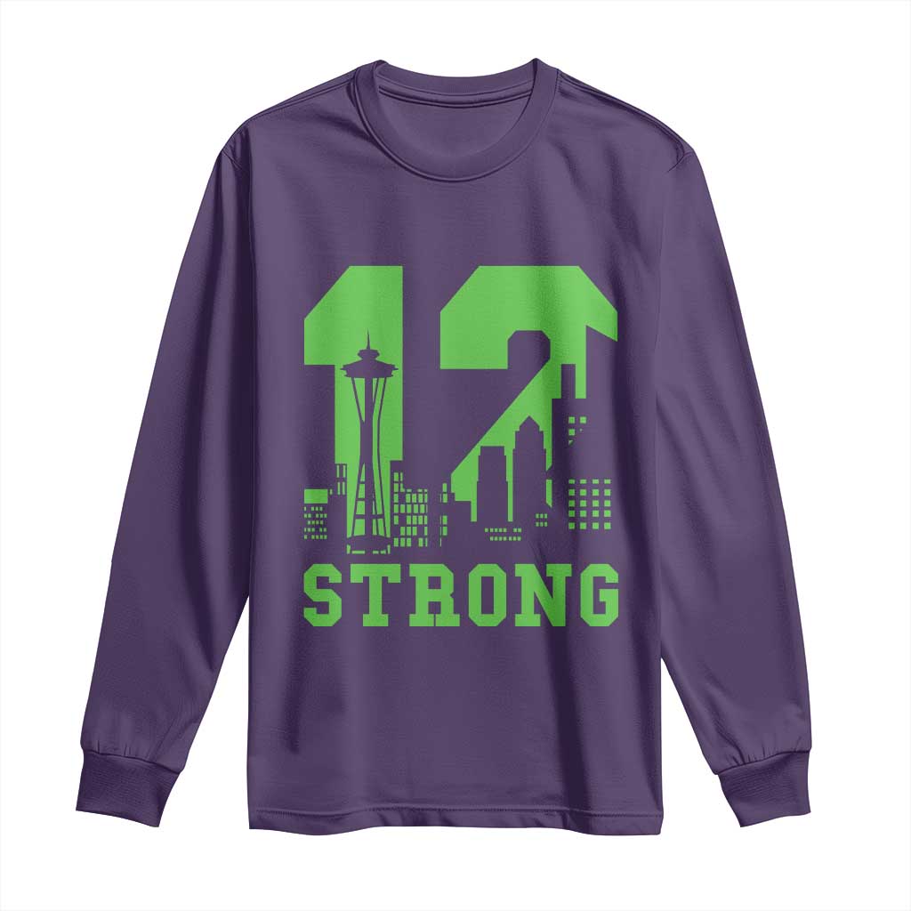 Space Needle Emerald City Skyline Number 12 Typography Long Sleeve Shirt Pacific Northwest Fan Pride TS12 Purple Print Your Wear