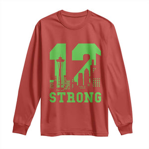 Space Needle Emerald City Skyline Number 12 Typography Long Sleeve Shirt Pacific Northwest Fan Pride TS12 Red Print Your Wear