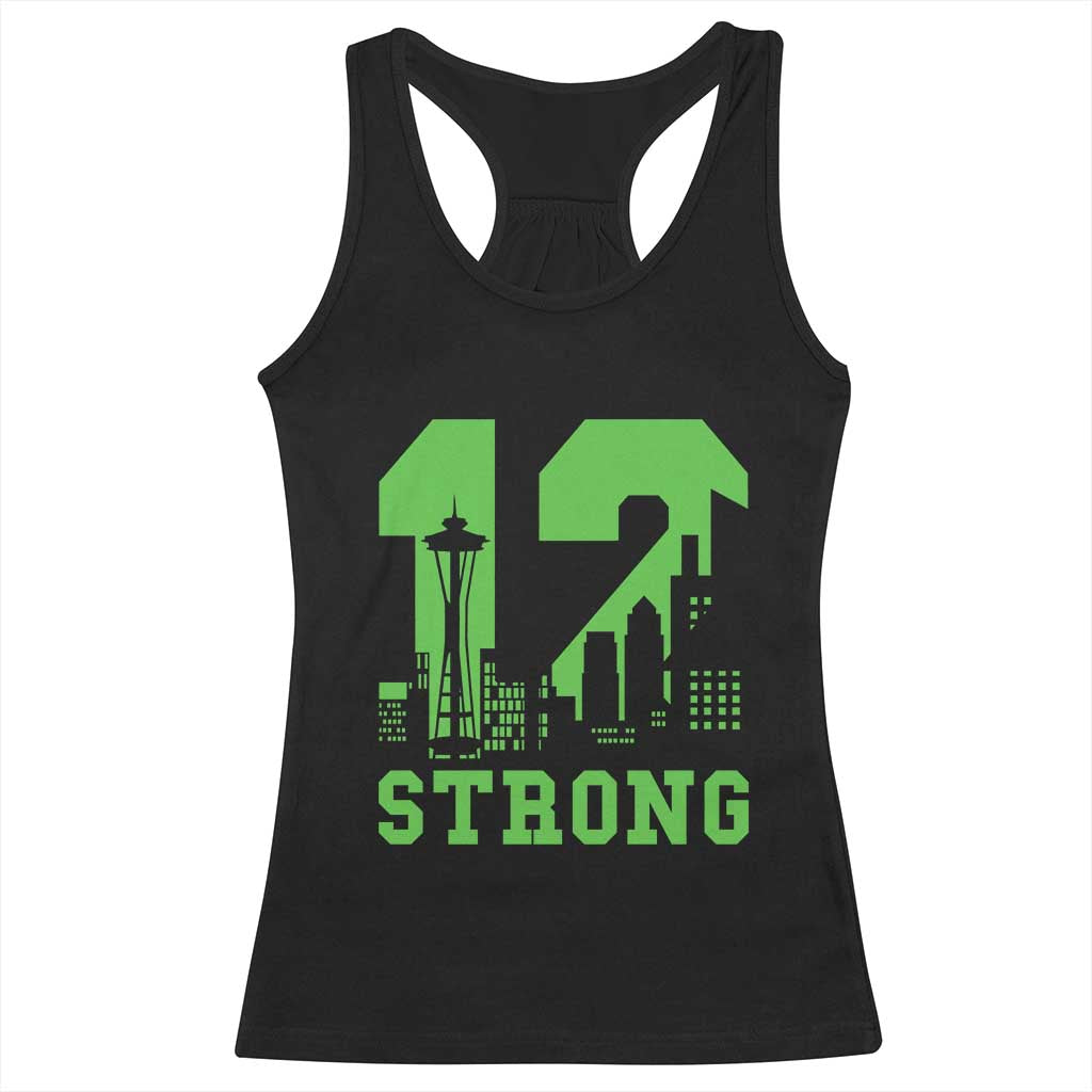 Space Needle Emerald City Skyline Number 12 Typography Racerback Tank Top Pacific Northwest Fan Pride TS12 Black Print Your Wear