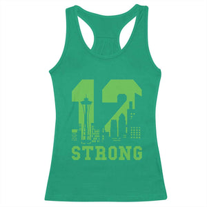 Space Needle Emerald City Skyline Number 12 Typography Racerback Tank Top Pacific Northwest Fan Pride TS12 Irish Green Print Your Wear