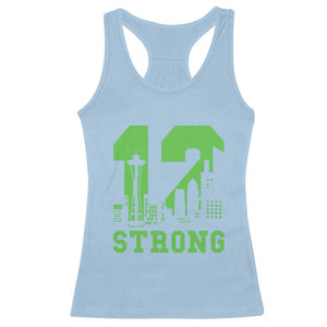 Space Needle Emerald City Skyline Number 12 Typography Racerback Tank Top Pacific Northwest Fan Pride TS12 Light Blue Print Your Wear