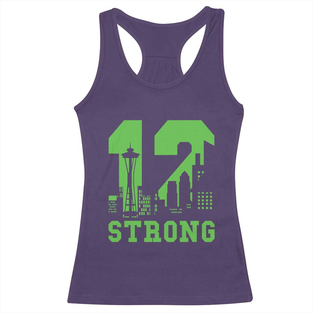 Space Needle Emerald City Skyline Number 12 Typography Racerback Tank Top Pacific Northwest Fan Pride TS12 Purple Print Your Wear