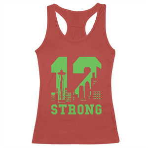 Space Needle Emerald City Skyline Number 12 Typography Racerback Tank Top Pacific Northwest Fan Pride TS12 Red Print Your Wear