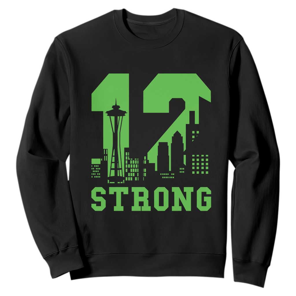 Space Needle Emerald City Skyline Number 12 Typography Sweatshirt Pacific Northwest Fan Pride TS12 Black Print Your Wear
