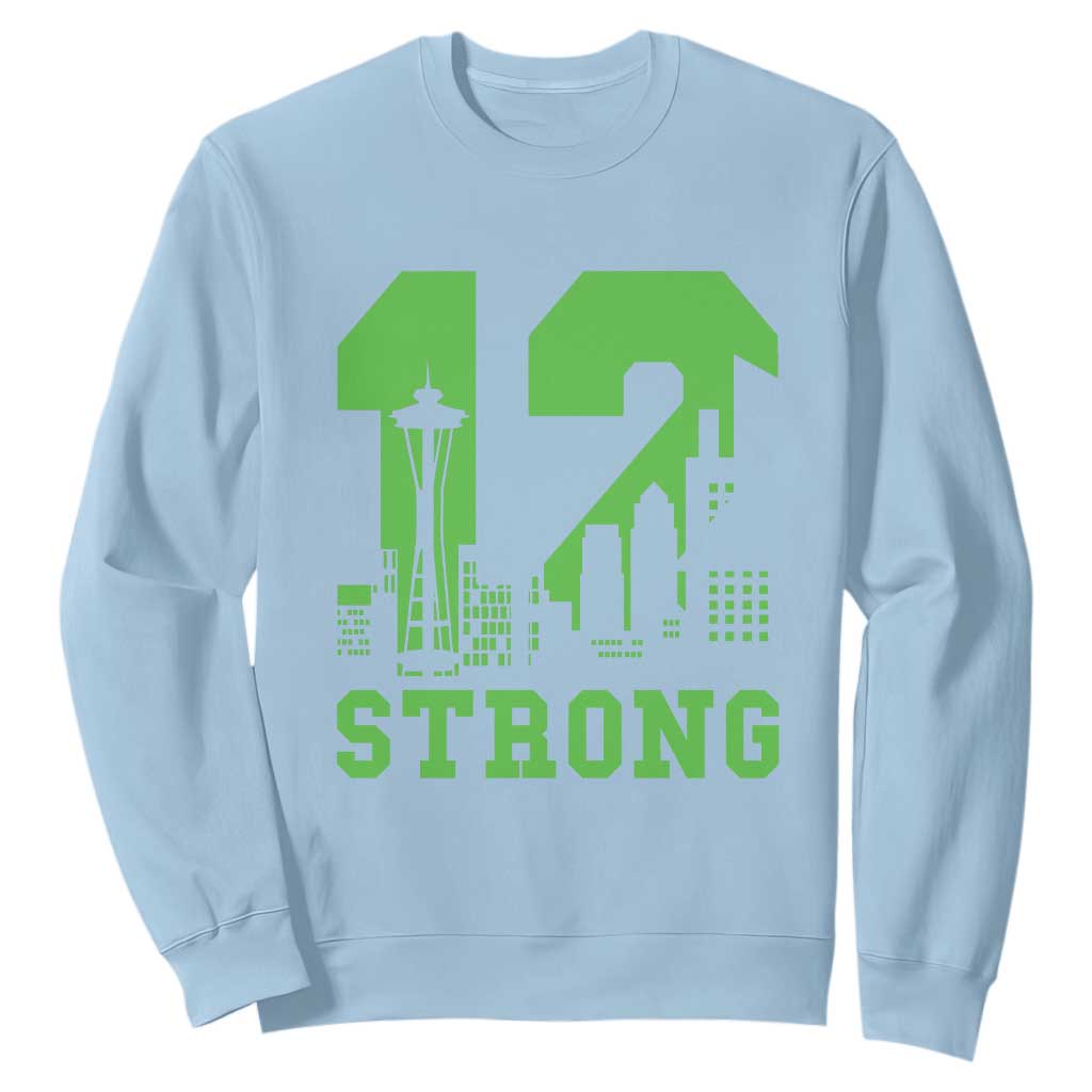 Space Needle Emerald City Skyline Number 12 Typography Sweatshirt Pacific Northwest Fan Pride TS12 Light Blue Print Your Wear
