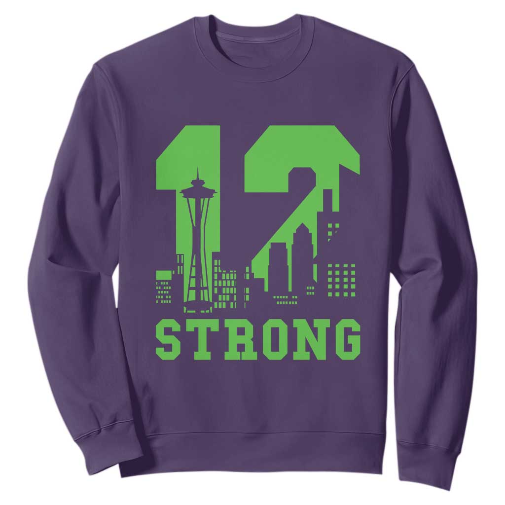 Space Needle Emerald City Skyline Number 12 Typography Sweatshirt Pacific Northwest Fan Pride TS12 Purple Print Your Wear