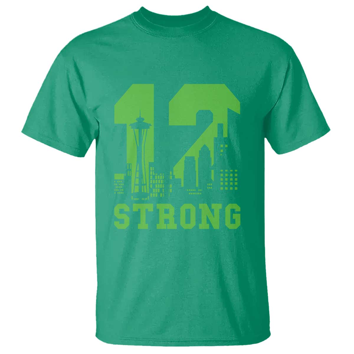 Space Needle Emerald City Skyline Number 12 Typography T Shirt Pacific Northwest Fan Pride TS12 Irish Green Print Your Wear