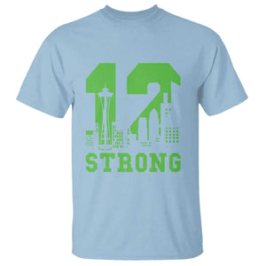 Space Needle Emerald City Skyline Number 12 Typography T Shirt Pacific Northwest Fan Pride TS12 Light Blue Print Your Wear