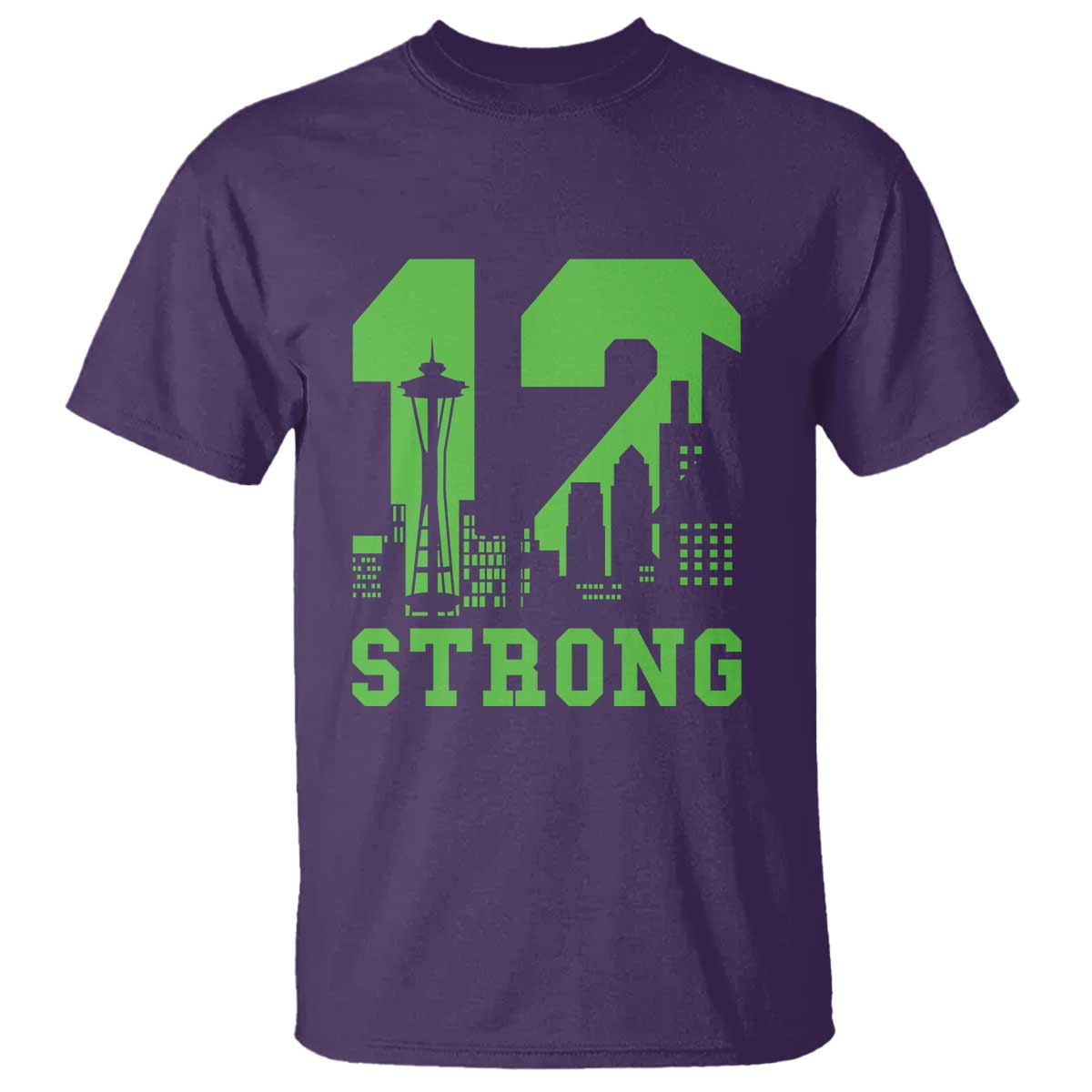 Space Needle Emerald City Skyline Number 12 Typography T Shirt Pacific Northwest Fan Pride TS12 Purple Print Your Wear
