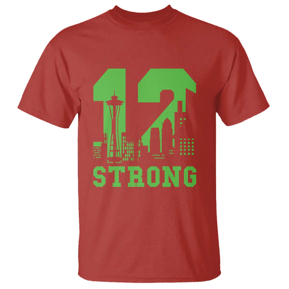 Space Needle Emerald City Skyline Number 12 Typography T Shirt Pacific Northwest Fan Pride TS12 Red Print Your Wear