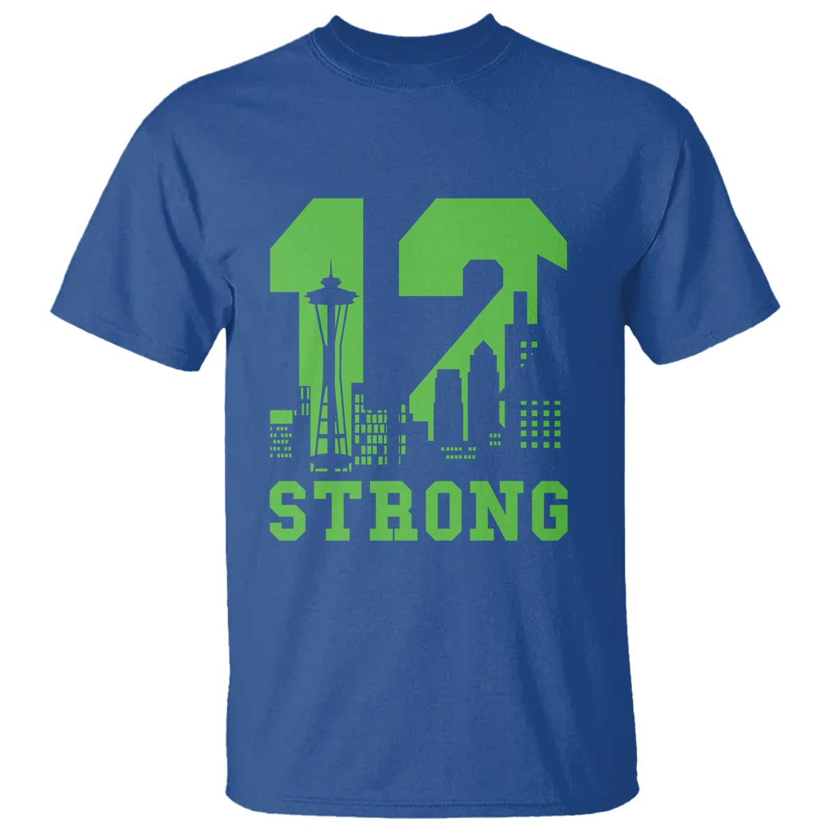 Space Needle Emerald City Skyline Number 12 Typography T Shirt Pacific Northwest Fan Pride TS12 Royal Blue Print Your Wear
