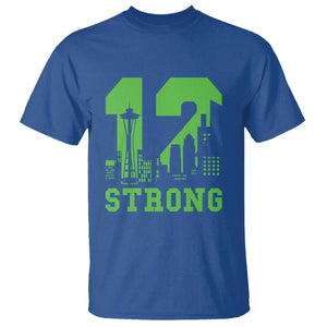 Space Needle Emerald City Skyline Number 12 Typography T Shirt Pacific Northwest Fan Pride TS12 Royal Blue Print Your Wear