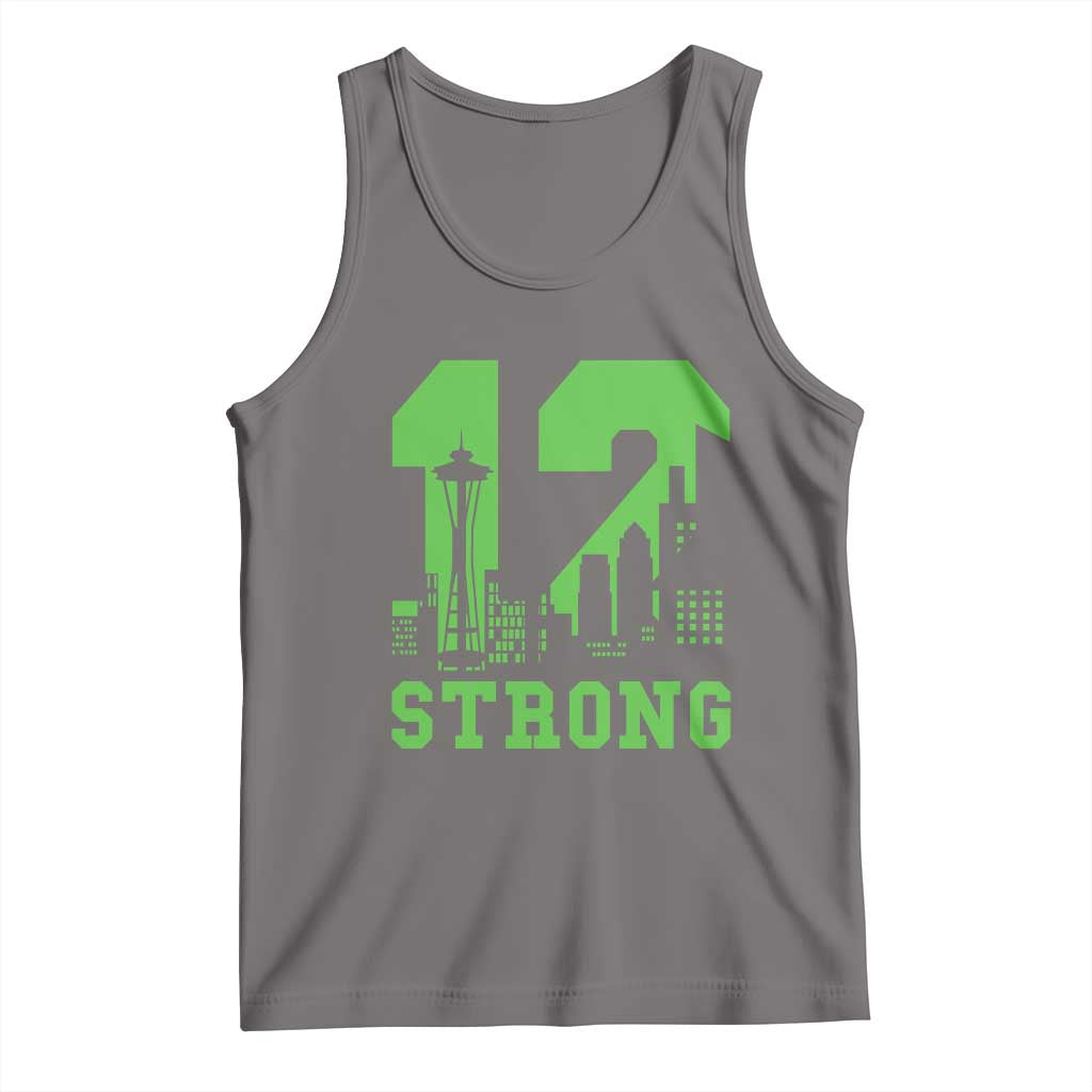 Space Needle Emerald City Skyline Number 12 Typography Tank Top Pacific Northwest Fan Pride TS12 Deep Heather Print Your Wear