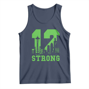 Space Needle Emerald City Skyline Number 12 Typography Tank Top Pacific Northwest Fan Pride TS12 Navy Print Your Wear