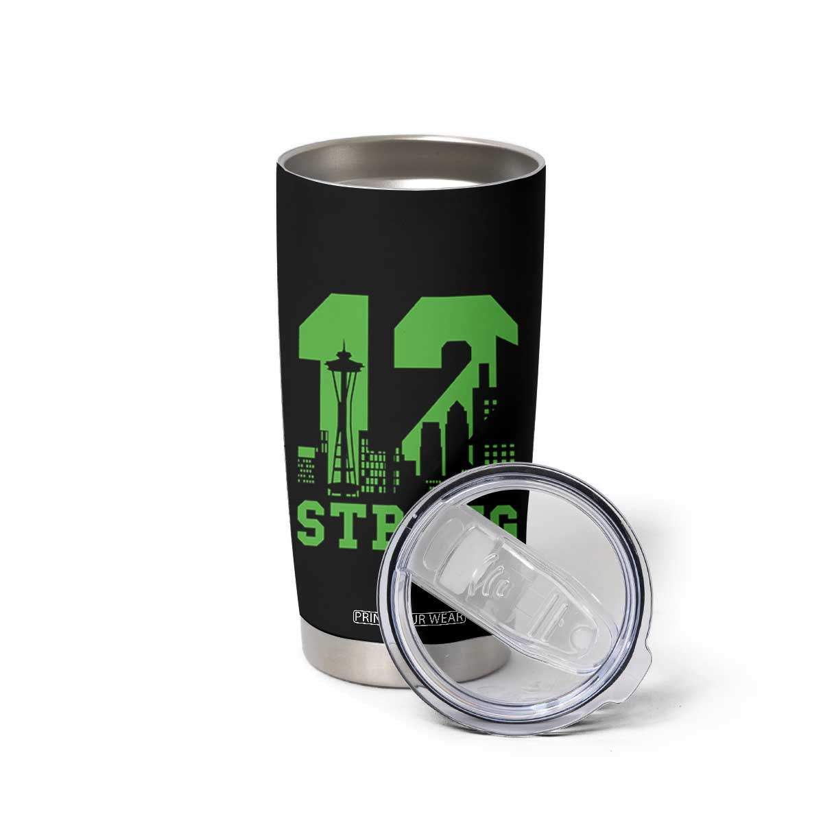 Space Needle Emerald City Skyline Number 12 Typography Tumbler Cup Pacific Northwest Fan Pride TS12 Print Your Wear