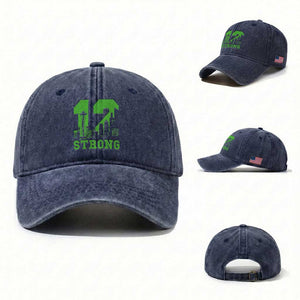 Space Needle Emerald City Skyline Number 12 Typography Washed Cotton Baseball Cap Pacific Northwest Fan Pride TS12 Washed Cap Universal Fit Navy Print Your Wear