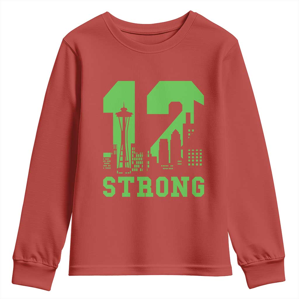 Space Needle Emerald City Skyline Number 12 Typography Youth Sweatshirt Pacific Northwest Fan Pride TS12 Red Print Your Wear