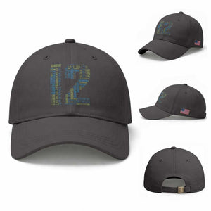 Victory And Strength Number 12 Typography Baseball Cap Gift For Football Lovers TS12 Baseball Cap Universal Fit Dark Gray Print Your Wear