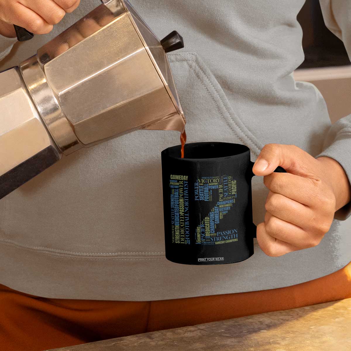 Victory And Strength Number 12 Typography Coffee Mug Gift For Football Lovers TS12 Print Your Wear