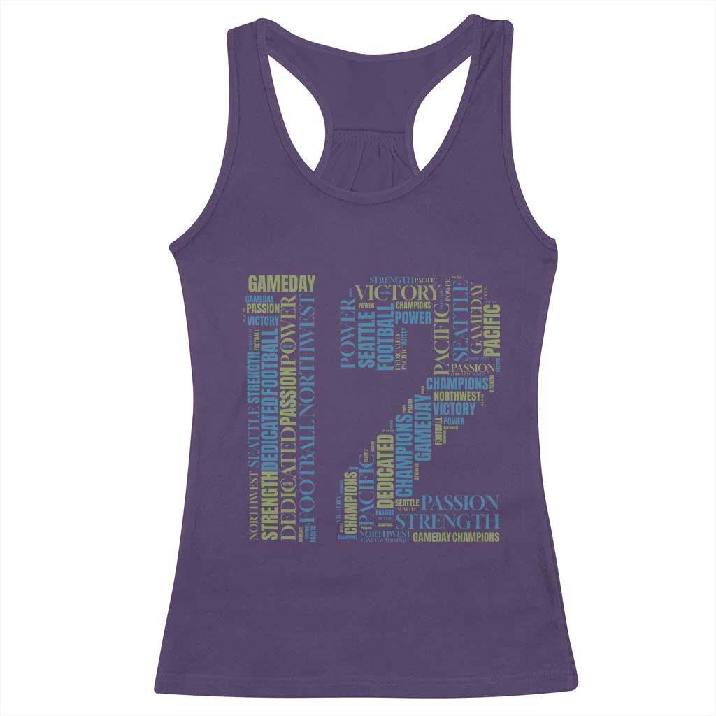 Victory And Strength Number 12 Typography Racerback Tank Top Gift For Football Lovers TS12 Purple Print Your Wear