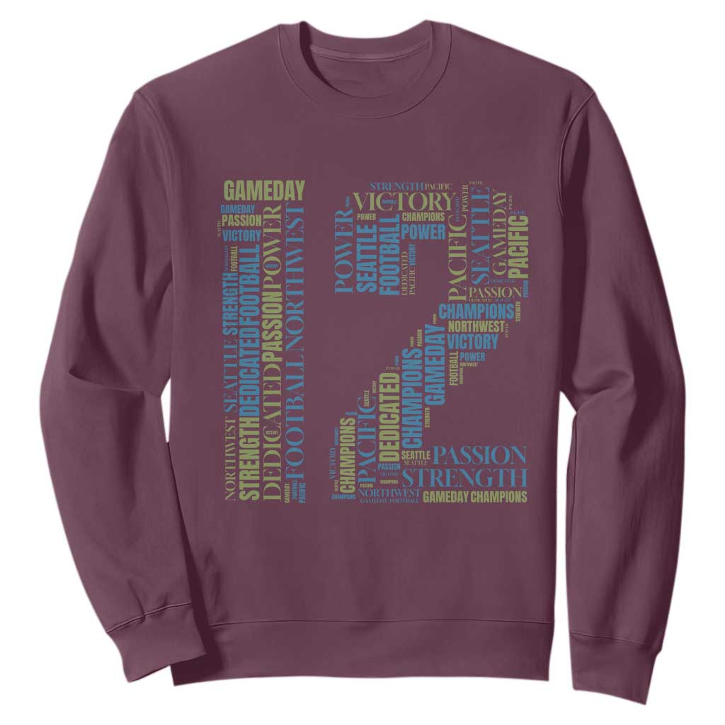 Victory And Strength Number 12 Typography Sweatshirt Gift For Football Lovers TS12 Maroon Print Your Wear