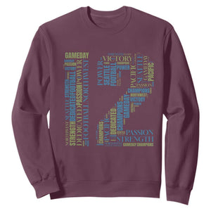 Victory And Strength Number 12 Typography Sweatshirt Gift For Football Lovers TS12 Maroon Print Your Wear
