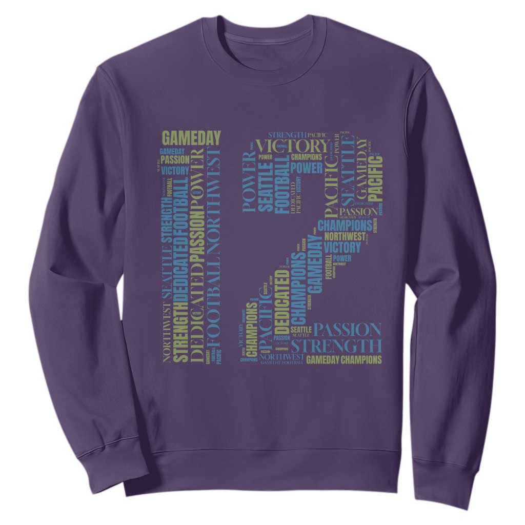 Victory And Strength Number 12 Typography Sweatshirt Gift For Football Lovers TS12 Purple Print Your Wear