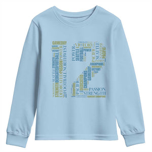Victory And Strength Number 12 Typography Youth Sweatshirt Gift For Football Lovers TS12 Light Blue Print Your Wear