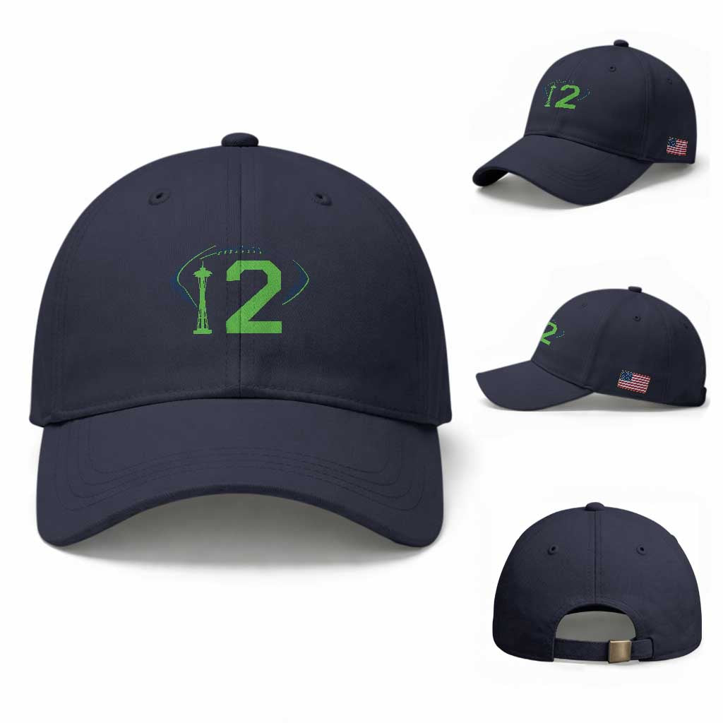 Space Needle Emerald City Number 12 Baseball Cap Sports Fan Pride TS12 Baseball Cap Universal Fit Navy Print Your Wear