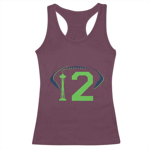 Space Needle Emerald City Number 12 Racerback Tank Top Sports Fan Pride TS12 Maroon Print Your Wear