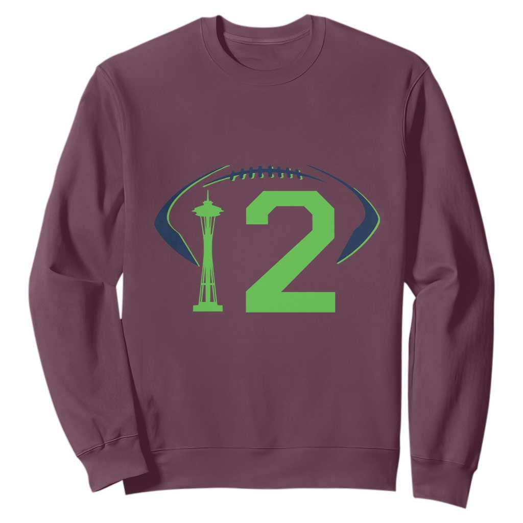 Space Needle Emerald City Number 12 Sweatshirt Sports Fan Pride TS12 Maroon Print Your Wear