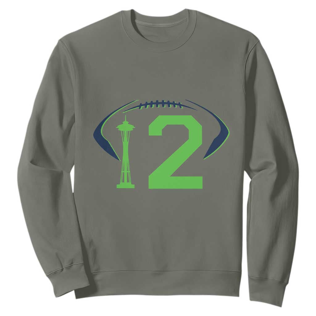 Space Needle Emerald City Number 12 Sweatshirt Sports Fan Pride TS12 Military Green Print Your Wear