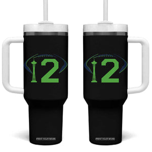 Space Needle Emerald City Number 12 Tumbler With Handle Sports Fan Pride TS12 One Size: 40 oz Black Print Your Wear