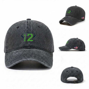 Space Needle Emerald City Number 12 Washed Cotton Baseball Cap Sports Fan Pride TS12 Washed Cap Universal Fit Dark Gray Print Your Wear