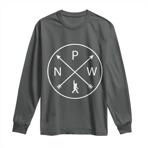 PNW Bigfoot Crossed Arrows Pacific Northwest Pride Long Sleeve Shirt TS12 Dark Heather Print Your Wear