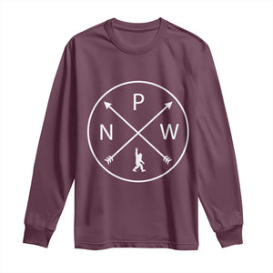 PNW Bigfoot Crossed Arrows Pacific Northwest Pride Long Sleeve Shirt TS12 Maroon Print Your Wear