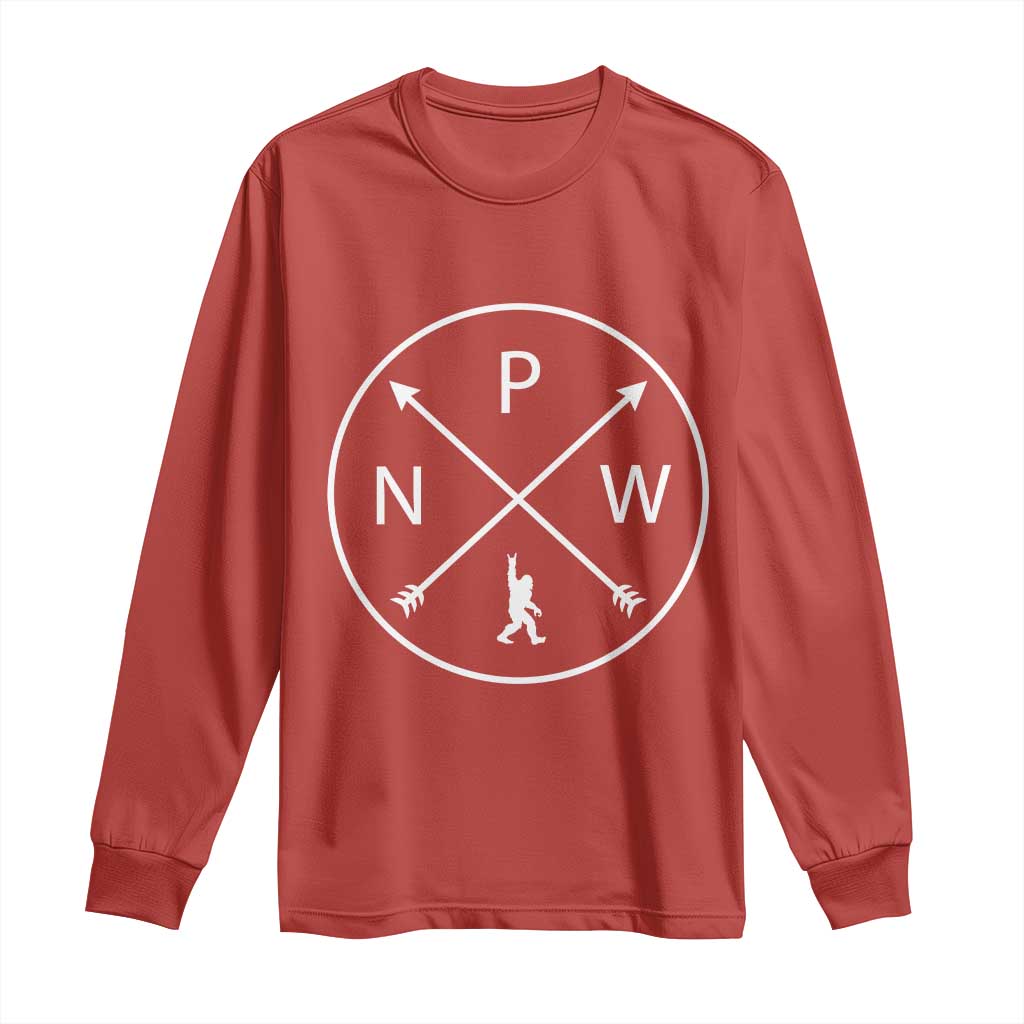 PNW Bigfoot Crossed Arrows Pacific Northwest Pride Long Sleeve Shirt TS12 Red Print Your Wear