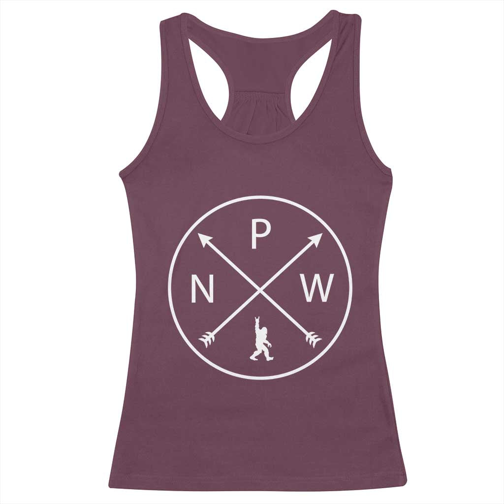 PNW Bigfoot Crossed Arrows Pacific Northwest Pride Racerback Tank Top TS12 Maroon Print Your Wear