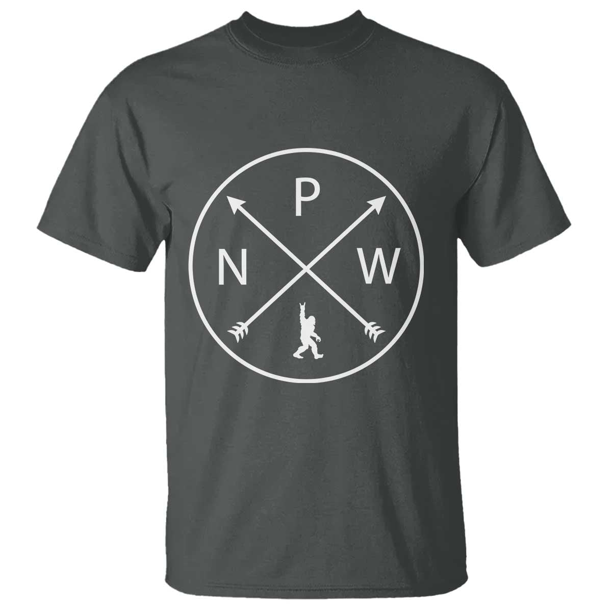 PNW Bigfoot Crossed Arrows Pacific Northwest Pride T Shirt TS12 Dark Heather Print Your Wear