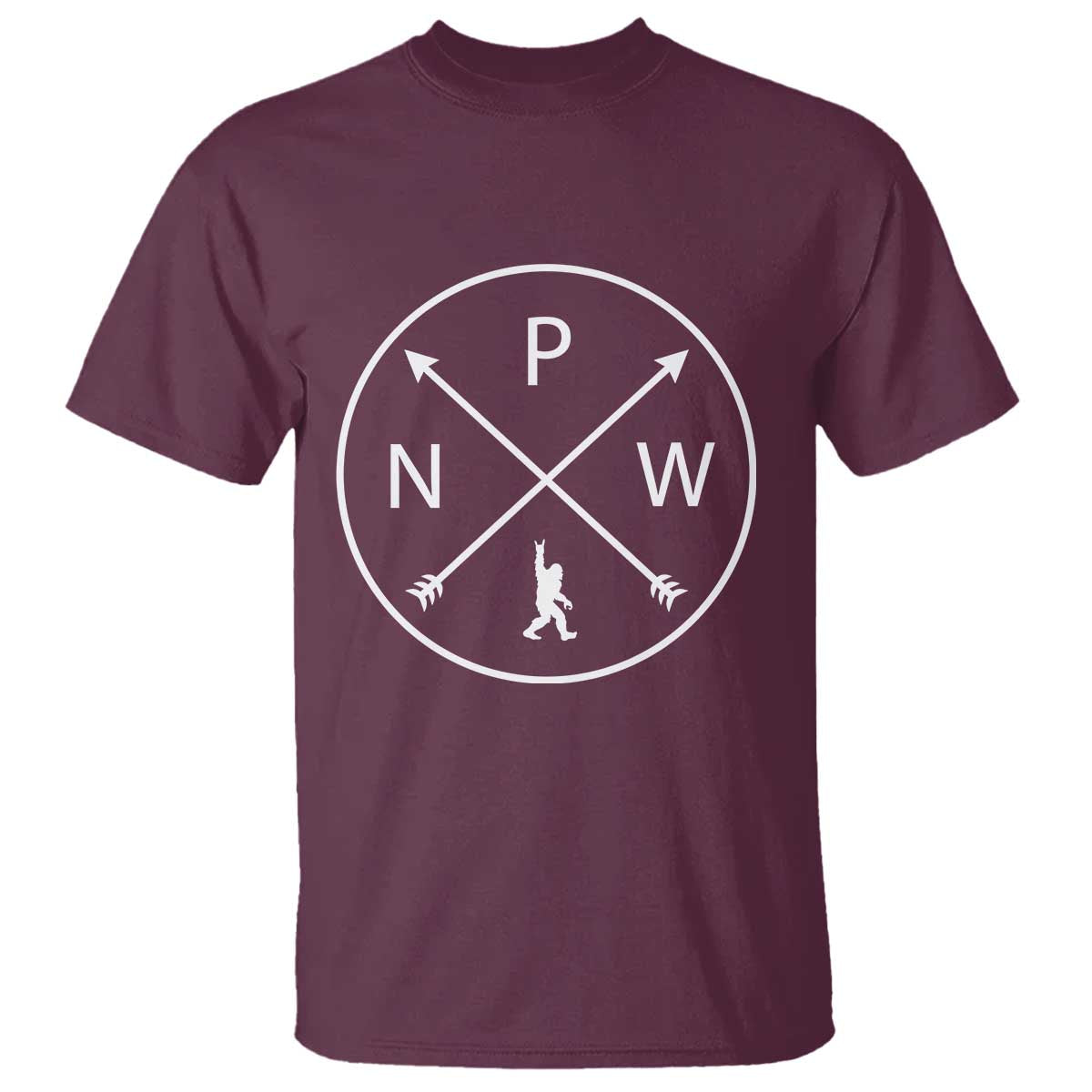 PNW Bigfoot Crossed Arrows Pacific Northwest Pride T Shirt TS12 Maroon Print Your Wear