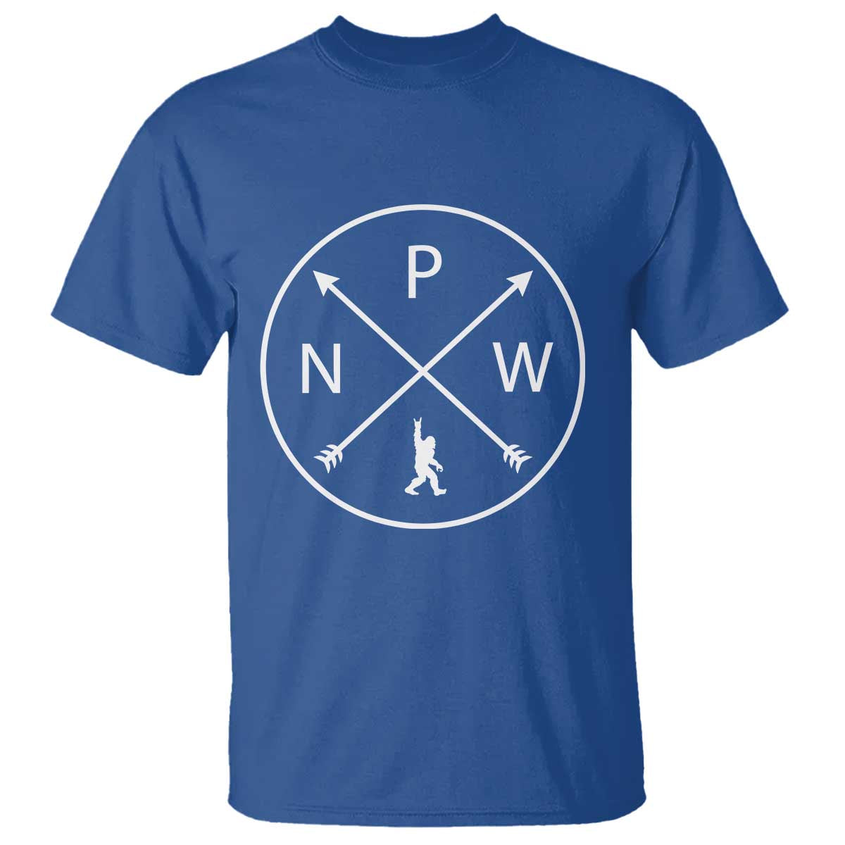 PNW Bigfoot Crossed Arrows Pacific Northwest Pride T Shirt TS12 Royal Blue Print Your Wear