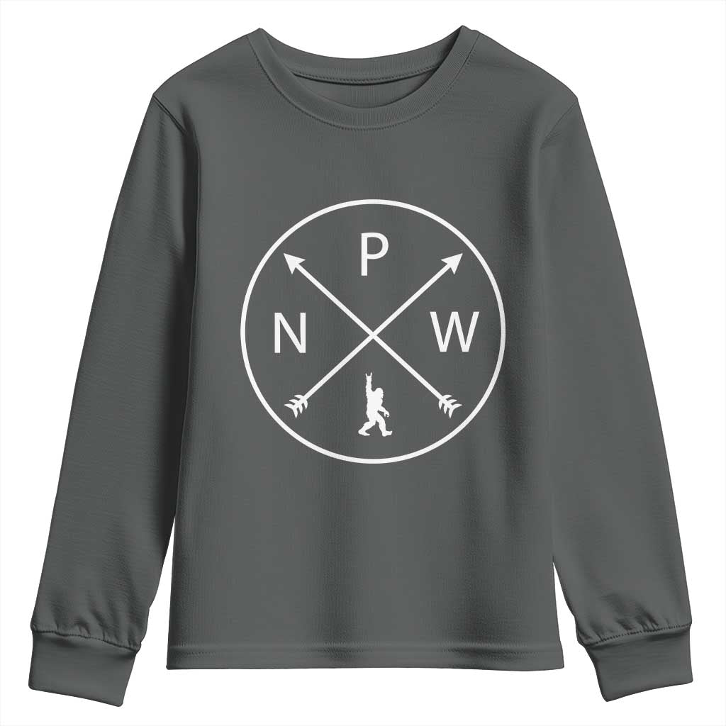 PNW Bigfoot Crossed Arrows Pacific Northwest Pride Youth Sweatshirt TS12 Dark Heather Print Your Wear