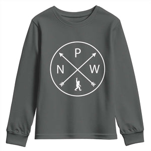 PNW Bigfoot Crossed Arrows Pacific Northwest Pride Youth Sweatshirt TS12 Dark Heather Print Your Wear