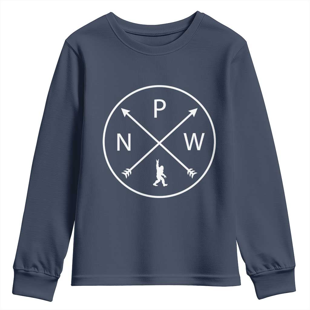 PNW Bigfoot Crossed Arrows Pacific Northwest Pride Youth Sweatshirt TS12 Navy Print Your Wear