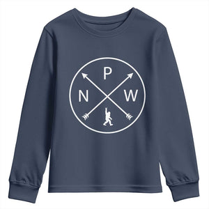 PNW Bigfoot Crossed Arrows Pacific Northwest Pride Youth Sweatshirt TS12 Navy Print Your Wear