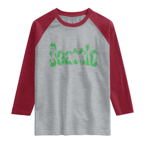 Seattle Sports Player Silhouette Raglan Shirt Gift For Football Lovers TS12 Heather Gray Heather Red Print Your Wear