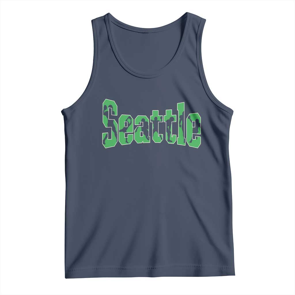 Seattle Sports Player Silhouette Tank Top Gift For Football Lovers TS12 Navy Print Your Wear
