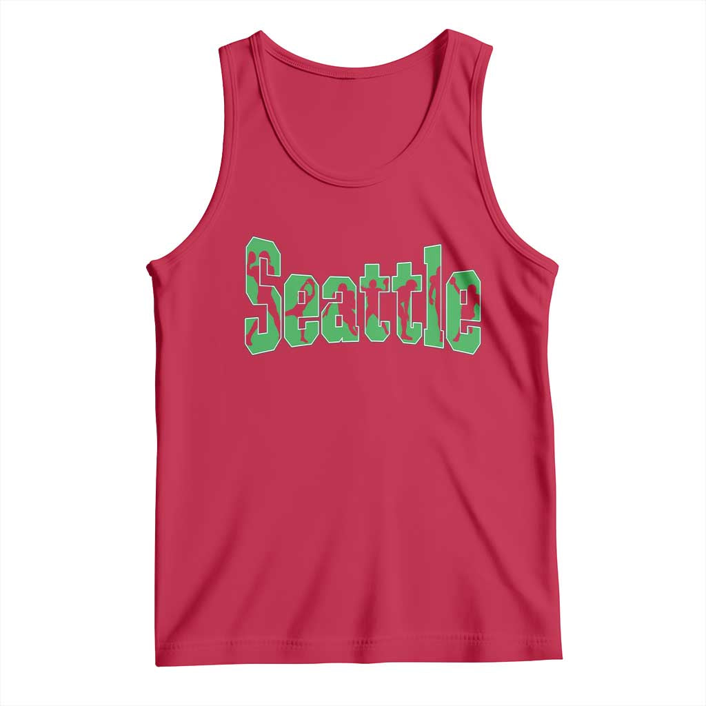 Seattle Sports Player Silhouette Tank Top Gift For Football Lovers TS12 Red Print Your Wear