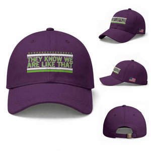 They Know We Are Like That Baseball Cap Game Day Sports Fan TS12 Baseball Cap Universal Fit Purple Print Your Wear