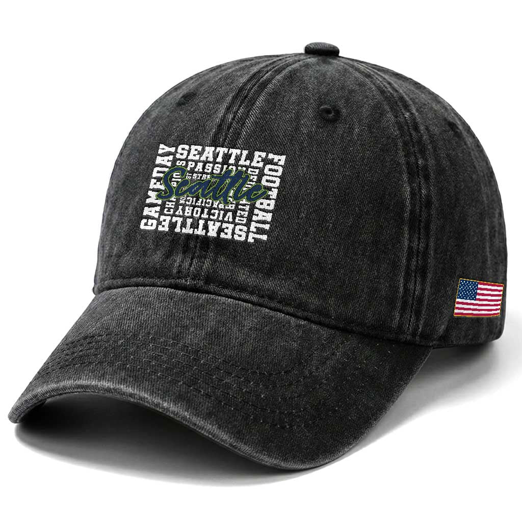 Seattle Emerald City Pride Washed Cotton Baseball Cap Football Fan Game Day Gift TS12 Print Your Wear
